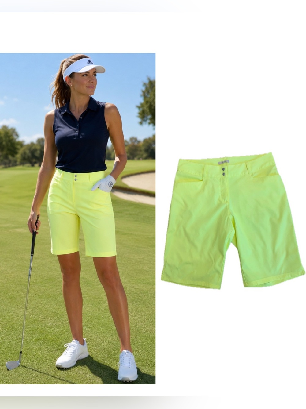 Adidas Women’s Neon Yellow Golf Bermuda Shorts Size 6 NWT Performance